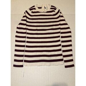 Women's Ribbed Rugby Long Sleeve Striped Cotton Blend Y2K Top Size Medium